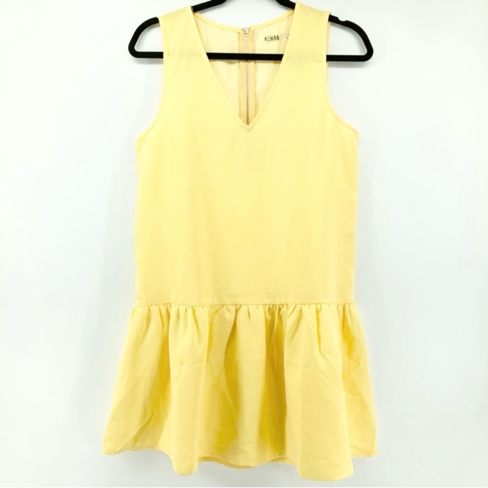 Rehab Yellow Sleeveless V-Neck Mini Dress